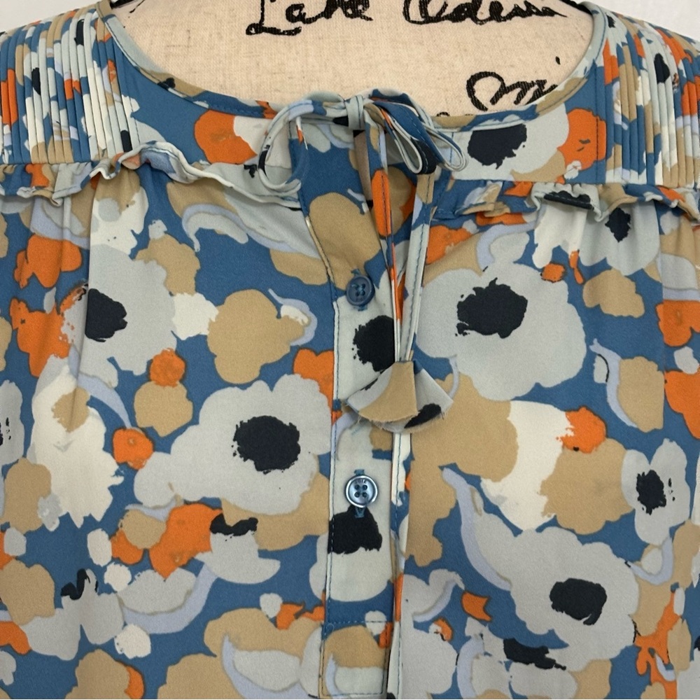 Joie Blue and Orange Design Blouse Women L. NWT - Picture 2 of 9